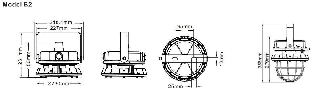 ATEX explosion proof LED lights 60 Watt, 8400lm, 30/ 60/ 90/ 120°, IP67, Esquema 5 RETILAP, UL, IECEx, ATEX, CSA, ABS,2200K-7000K