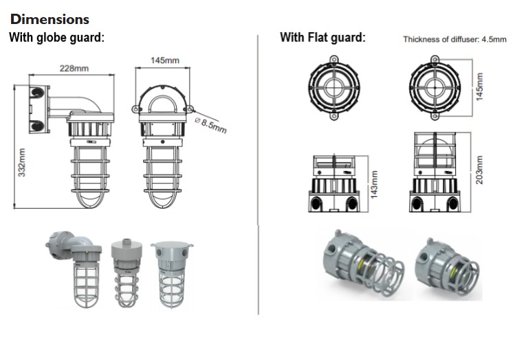 ATEX explosion proof LED lights 10 Watt, 1200lm, 120°, , ,2200K-7000K
