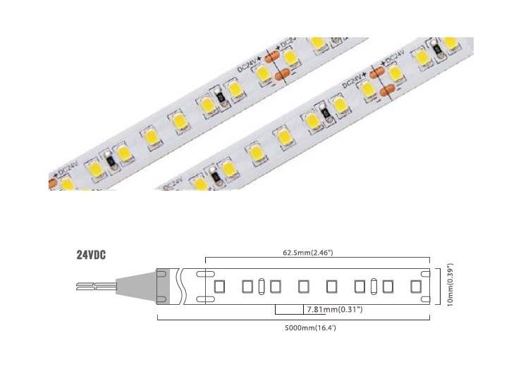 He Series 128 LED/m | 2835 SMD 128LED/m 24V 12.8W/m 6500K