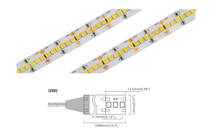 2835 Series 240 LED/m | 2835 SMD (12V) 240LED/m 12V 26W/m 6000K IP20/IP65