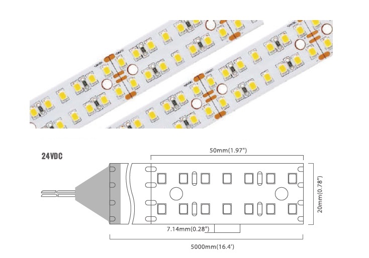2835 Series 280 LED/m | 2835 SMD (Dual Row) 280LED/m 24V 32W/m 6500K
