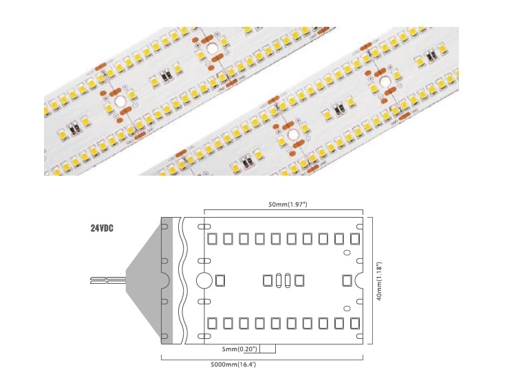 2835 Series 480 LED/m | 2835 SMD (Triple Row) 480LED/m 24V 40W/m 6500K