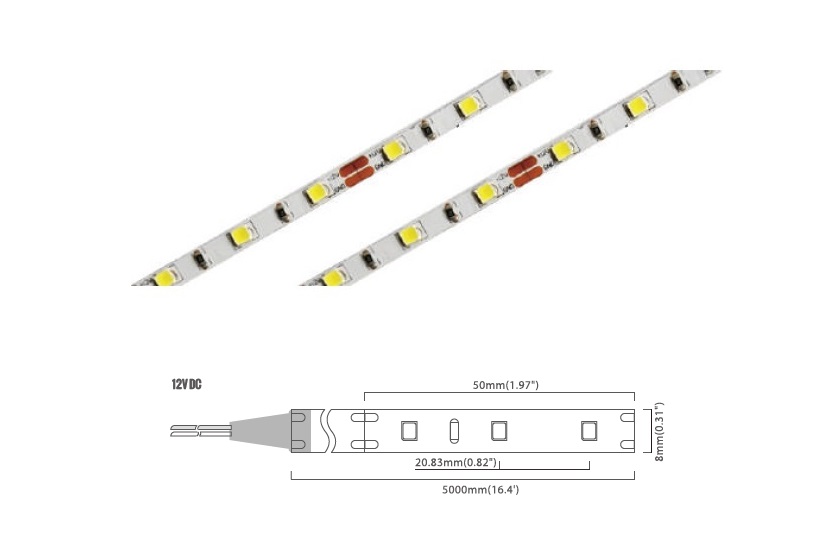 2835 Series 60 LED/m | Narrow 4.5mm 60LED/m 12V 4.8W/m 6500K