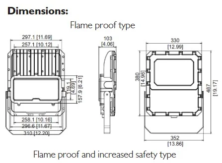ATEX explosion proof LED lights 200 Watt, 26000lm, 40°/ 60°/ 90°/ 120°, IP67, ,2200K-7000K
