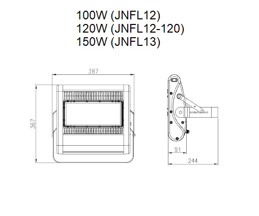 100 Watt cool white non-dimmable 15x15° single lens/ PCB LED flood light (IP65)