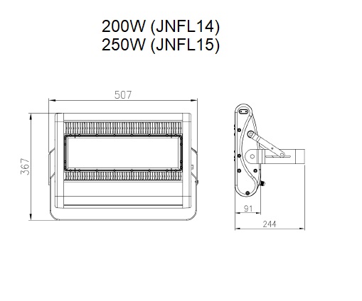 200 Watt warm white non-dimmable 15x15° single lens/ PCB LED flood light (IP65)