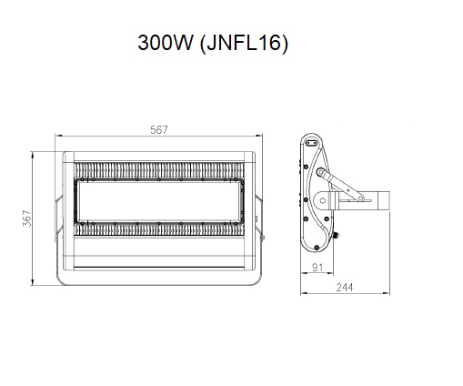 300 Watt warm white dimmable 15x15° single lens/ PCB LED flood light (IP65)