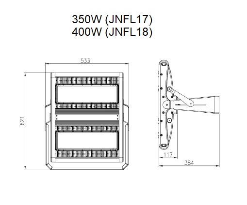 400 Watt warm white non-dimmable 40x40° single lens/ PCB LED flood light (IP65)