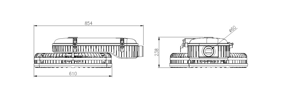 450 Watt warm white non-dimmable t2 = type ll (50°x140°) LED high mast light (IP65)
