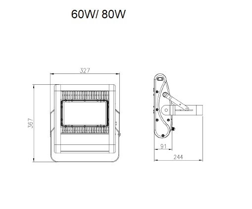 60 Watt warm white dimmable 30x30° single lens/ PCB LED flood light (IP65)