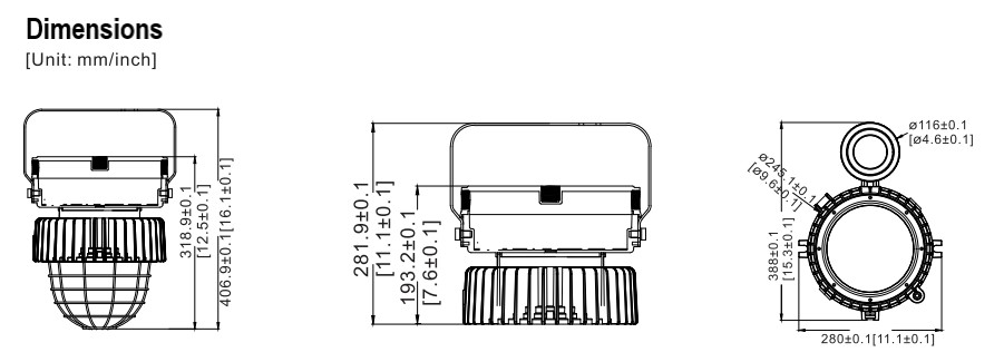 ATEX explosion proof LED lights 40 Watt, 5200lm, , IP66, ,2700K-6500K