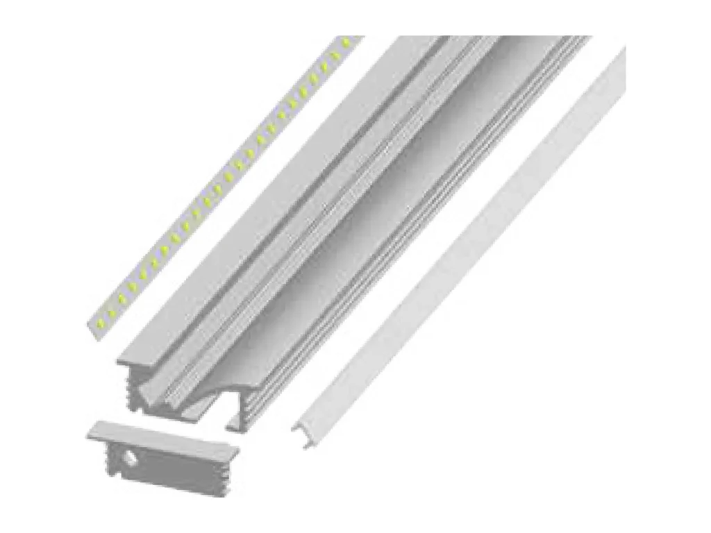Recessed skirting-board LED profile JNP3412 with PC cover, end cap and LED strip